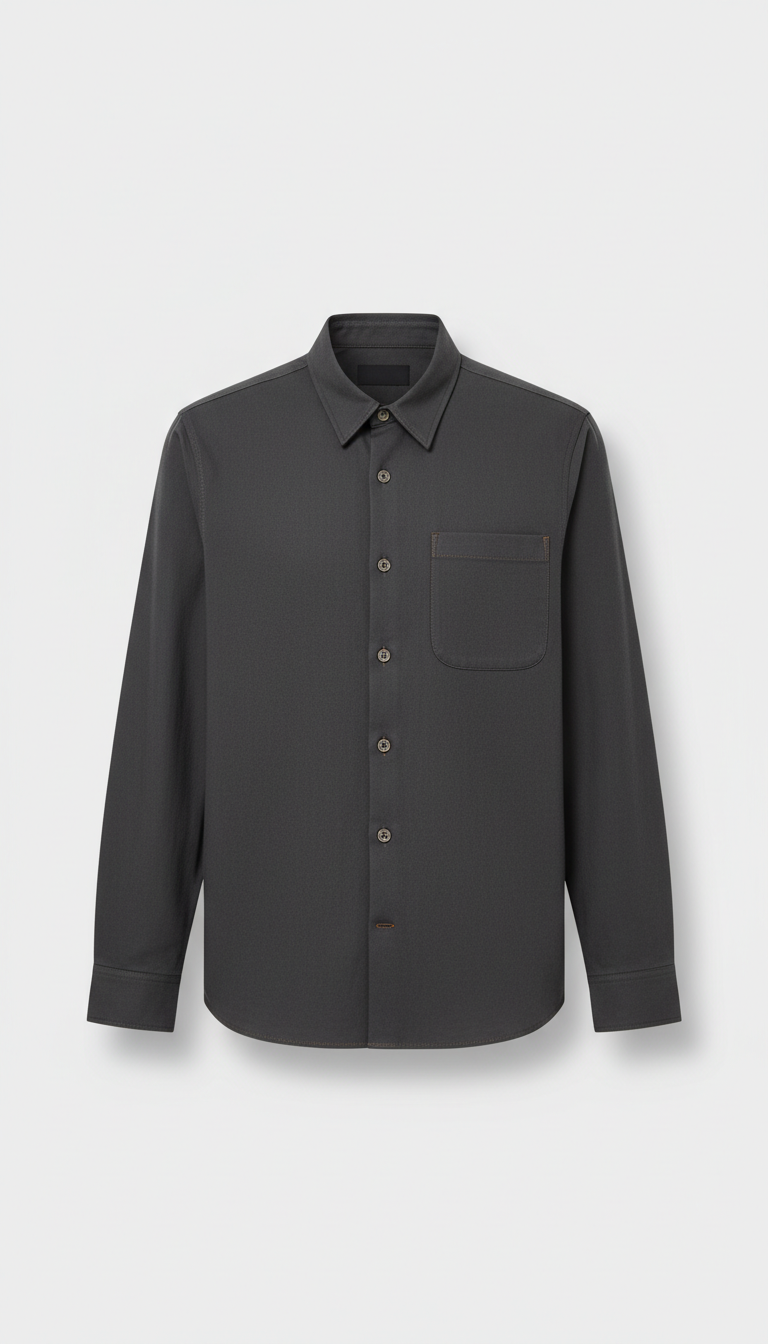 Sobrecamisa minimalista en sarga de algodón